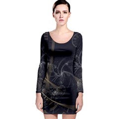 Fractal Abstract Rendering Long Sleeve Bodycon Dress