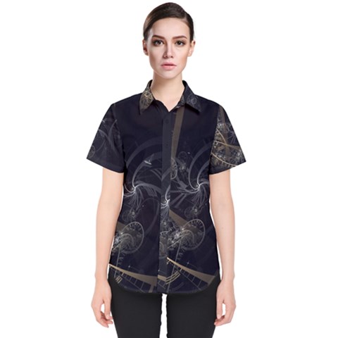 Fractal Abstract Rendering Women s Short Sleeve Shirt by Bajindul