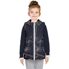 Fractal Abstract Rendering Kids  Hooded Puffer Vest by Bajindul