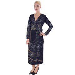 Fractal Abstract Rendering Velvet Maxi Wrap Dress by Bajindul