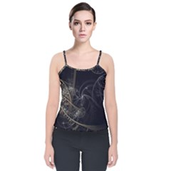 Fractal Abstract Rendering Velvet Spaghetti Strap Top