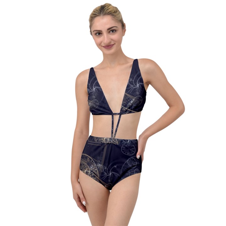 Fractal Abstract Rendering Tied Up Two Piece Swimsuit