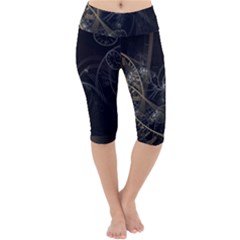 Fractal Abstract Rendering Lightweight Velour Cropped Yoga Leggings by Bajindul