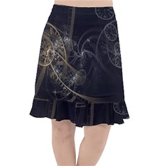 Fractal Abstract Rendering Fishtail Chiffon Skirt