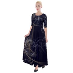 Fractal Abstract Rendering Half Sleeves Maxi Dress by Bajindul