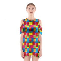 Lego Background Shoulder Cutout One Piece Dress