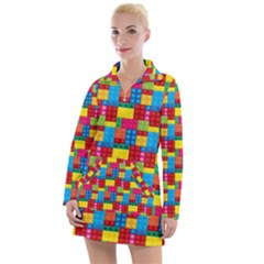 Lego Background Women s Long Sleeve Casual Dress