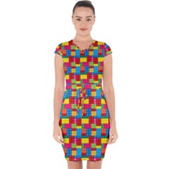 Lego Background Capsleeve Drawstring Dress 