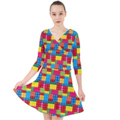 Lego Background Quarter Sleeve Front Wrap Dress