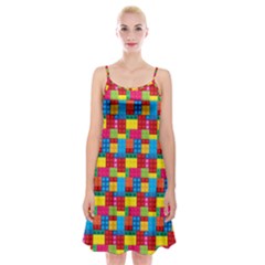 Lego Background Spaghetti Strap Velvet Dress