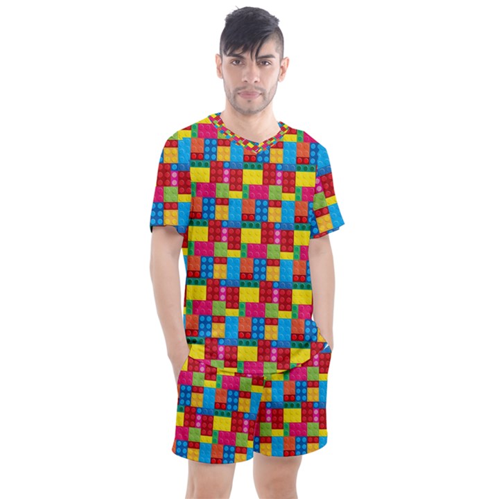 Lego Background Men s Mesh Tee and Shorts Set