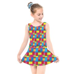 Lego Background Kids  Skater Dress Swimsuit