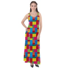 Lego Background Sleeveless Velour Maxi Dress