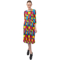 Lego Background Ruffle End Midi Chiffon Dress