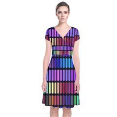 Resolve Art Pattern Short Sleeve Front Wrap Dress