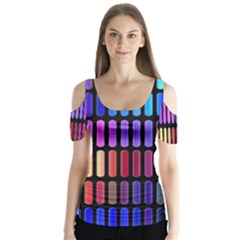 Resolve Art Pattern Butterfly Sleeve Cutout Tee 