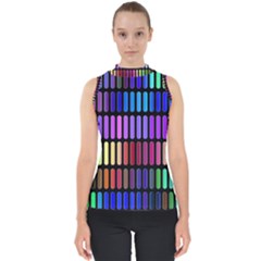 Resolve Art Pattern Mock Neck Shell Top