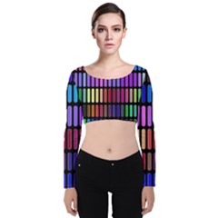 Resolve Art Pattern Velvet Long Sleeve Crop Top