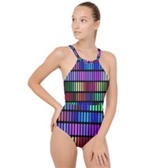 Resolve Art Pattern High Neck One Piece Swimsuit