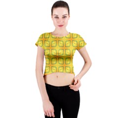 Green Plaid Gold Background Crew Neck Crop Top