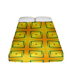 Green Plaid Gold Background Fitted Sheet (full/ Double Size)