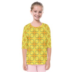 Green Plaid Gold Background Kids  Quarter Sleeve Raglan Tee