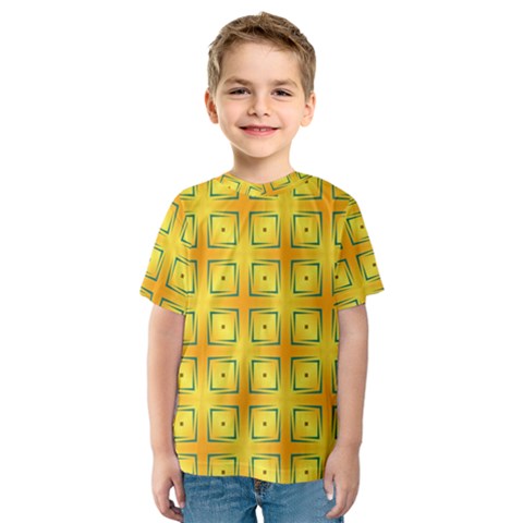 Green Plaid Gold Background Kids  Sport Mesh Tee by HermanTelo