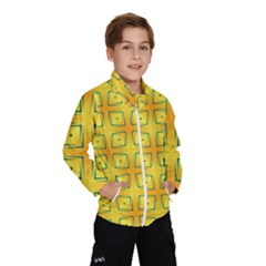 Green Plaid Gold Background Kids  Windbreaker