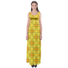 Green Plaid Gold Background Empire Waist Maxi Dress