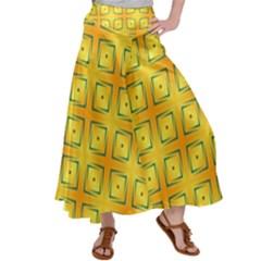 Green Plaid Gold Background Satin Palazzo Pants