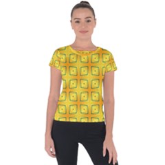 Green Plaid Gold Background Short Sleeve Sports Top 