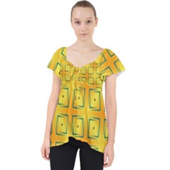 Green Plaid Gold Background Lace Front Dolly Top