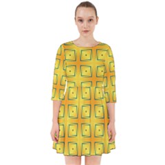 Green Plaid Gold Background Smock Dress