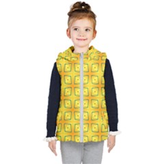 Green Plaid Gold Background Kids  Hooded Puffer Vest