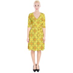 Green Plaid Gold Background Wrap Up Cocktail Dress