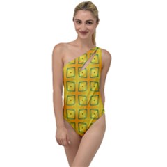 Green Plaid Gold Background To One Side Swimsuit