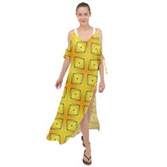 Green Plaid Gold Background Maxi Chiffon Cover Up Dress by HermanTelo