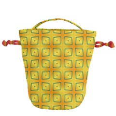 Green Plaid Gold Background Drawstring Bucket Bag by HermanTelo