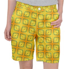 Green Plaid Gold Background Pocket Shorts