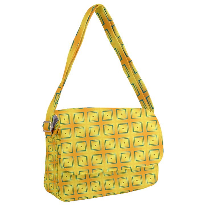 Green Plaid Gold Background Courier Bag