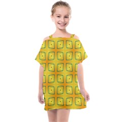 Green Plaid Gold Background Kids  One Piece Chiffon Dress