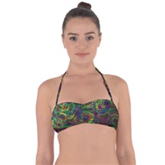 Plasma Shining Lines Light Stripes Halter Bandeau Bikini Top