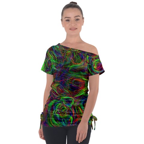 Plasma Shining Lines Light Stripes Tie-up Tee by HermanTelo