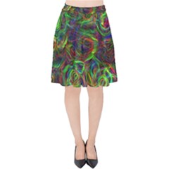 Plasma Shining Lines Light Stripes Velvet High Waist Skirt