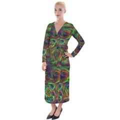 Plasma Shining Lines Light Stripes Velvet Maxi Wrap Dress by HermanTelo