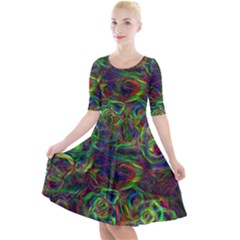 Plasma Shining Lines Light Stripes Quarter Sleeve A-line Dress