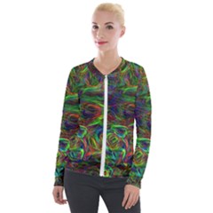 Plasma Shining Lines Light Stripes Velour Zip Up Jacket