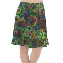 Plasma Shining Lines Light Stripes Fishtail Chiffon Skirt