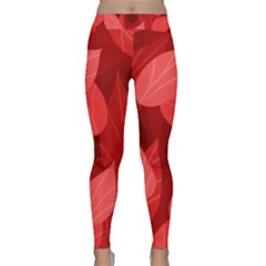 Leaf Design Leaf Background Red Classic Yoga Leggings by Pakrebo