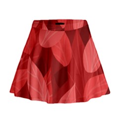 Leaf Design Leaf Background Red Mini Flare Skirt by Pakrebo